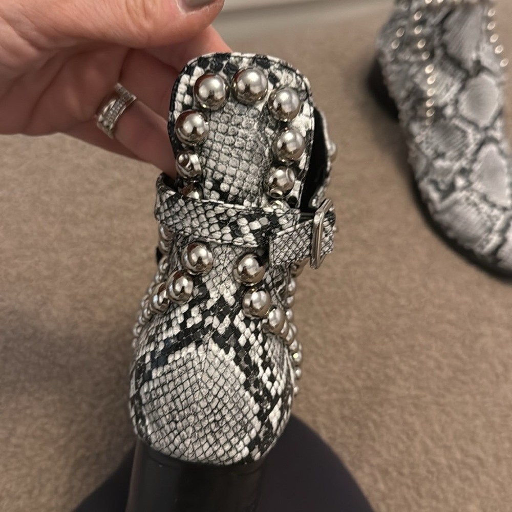Jeffrey Campbell Snakeskin studded booties - Picture 3 of 6